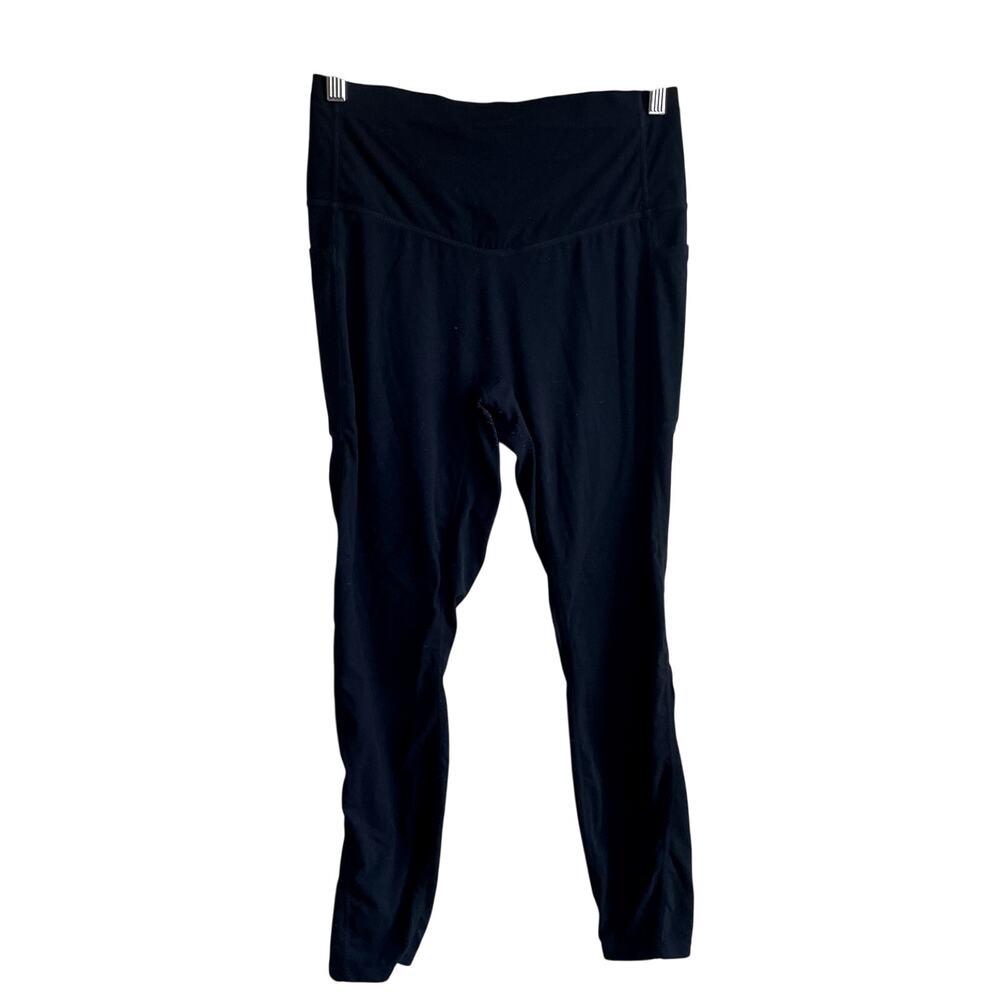 Halara 7/8 length black leggings women's L nylon elastane high waisted pockets